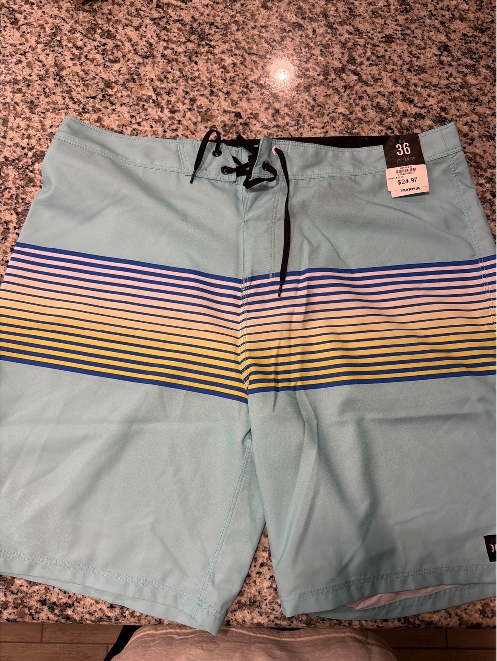Hurley Men's Swim Trunks Size 36 Stripe Design